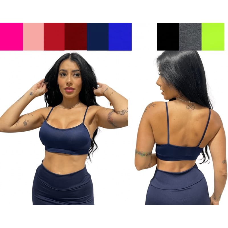 top alça fina feminino fitness sem bojo cropped com forro academia