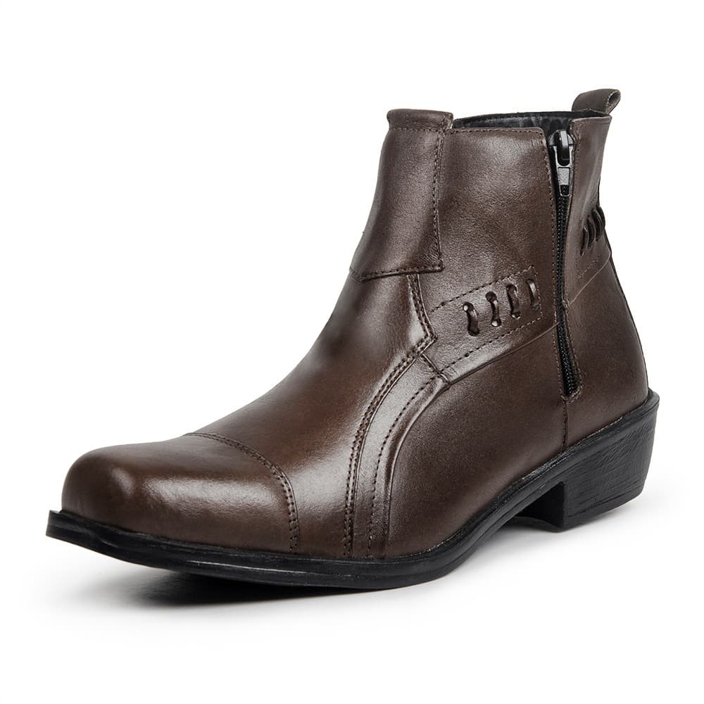 Bota Botina Country Rodeio Em Couro Legitimo e Solado em Borracha Oferta Relâmpago Promoção