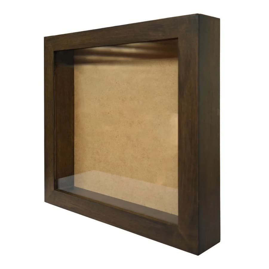 Quadro Moldura Caixa Alta Nogueira 30x30cm Com Vidro