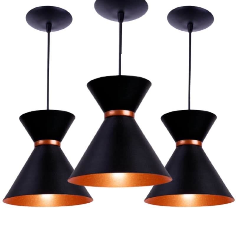 Luminária Pendente de Teto Kit 3 Luxo Envio Rápido Balcão Sala Jantar Lustre