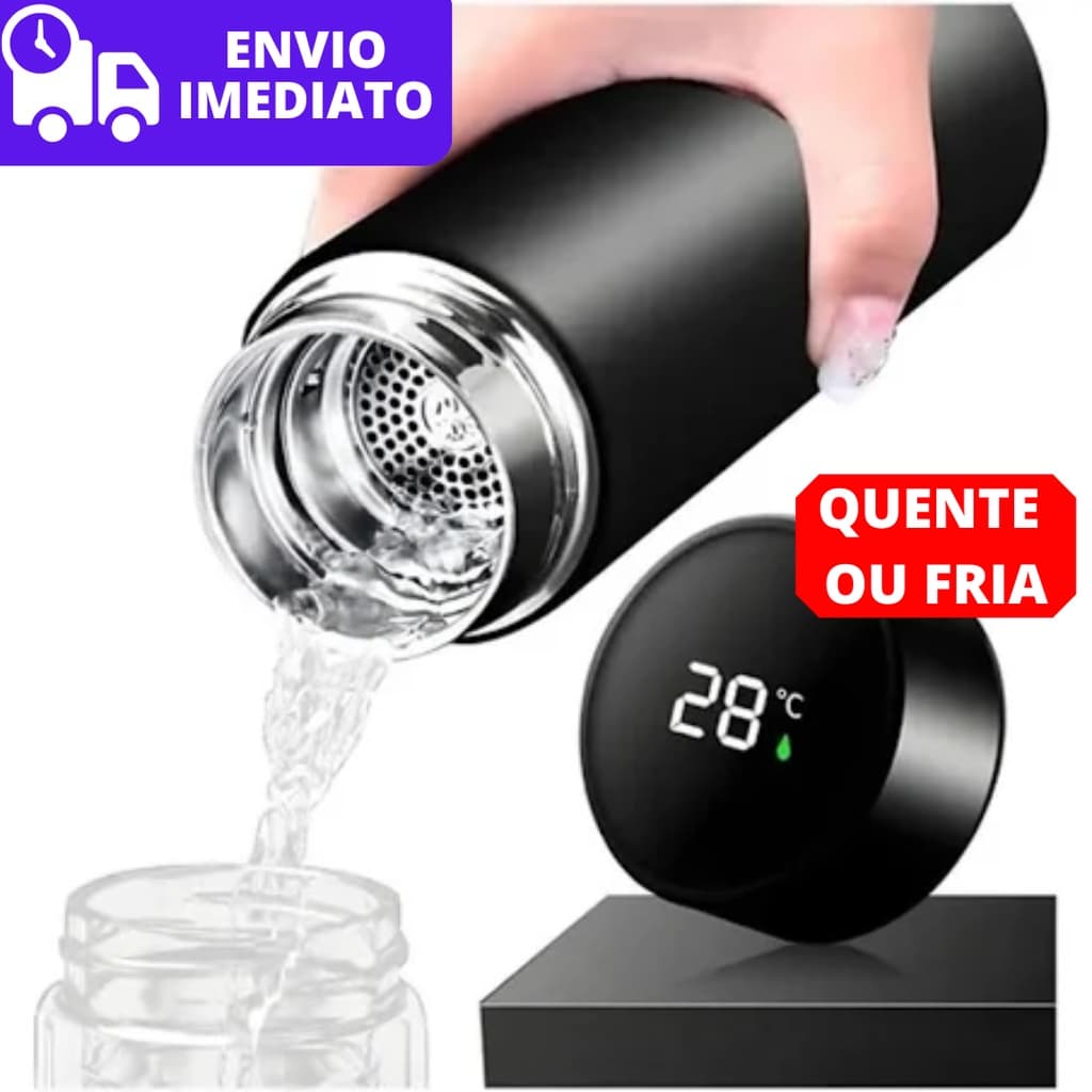 Garrafa Térmica Com Termômetro Digital Visor Led 500ml Aço Inox Garrafa Com Medidor de Temperatura