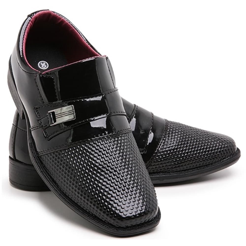 Sapato Social Infantil Preto Masculino Confortável Bico quadrado 448