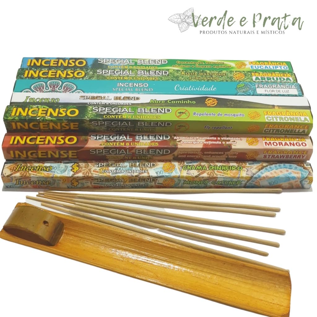 Incensos Hindus + Incensário de Bambu