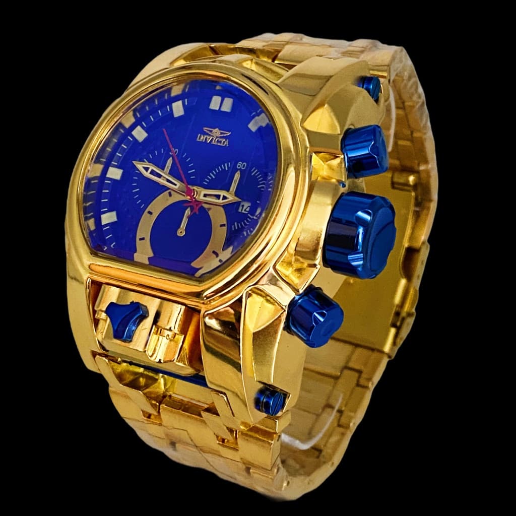 Relógio Masculino Dourado De Luxo Pesa + Caixa
