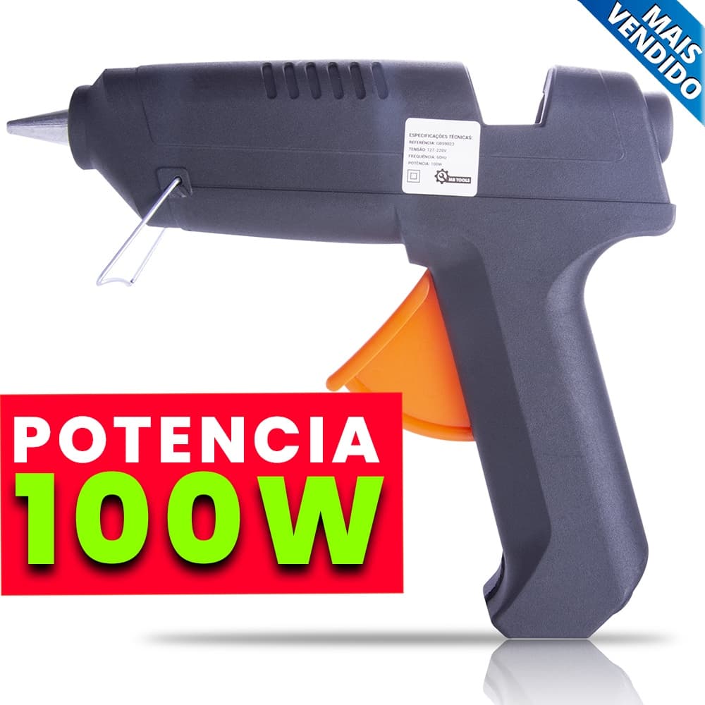 Pistola Cola Quente 100W Grande Profissional Bivolt INMETRO / Bastão Cola Quente Grosso 11mm X 18cm
