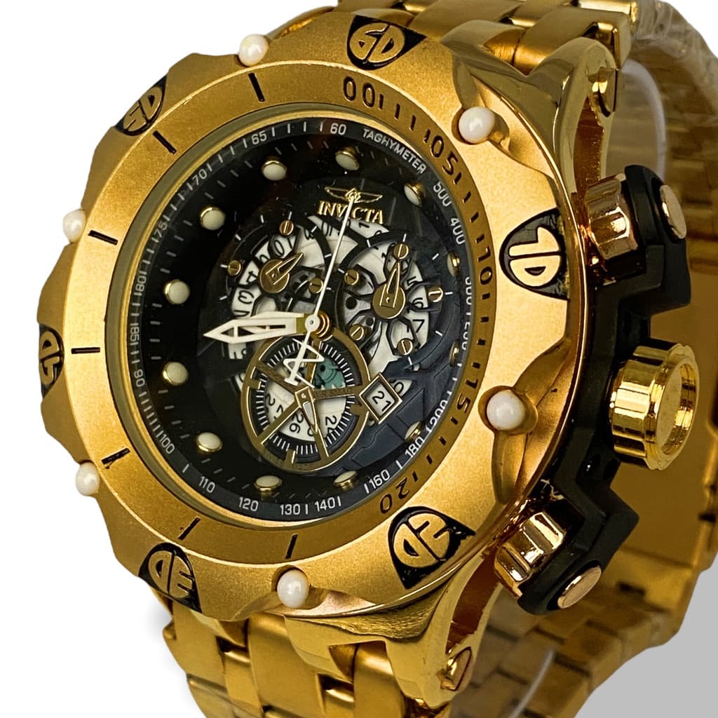 Relógio Dourado Esqueleto Pesado Hybrid