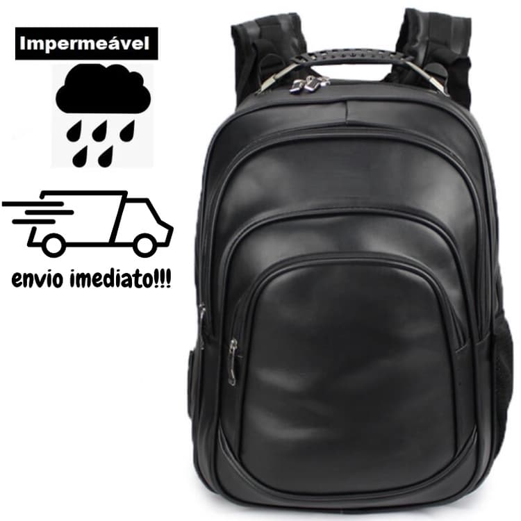 Mochila De Couro Grande Impermeável Trabalho Faculdade