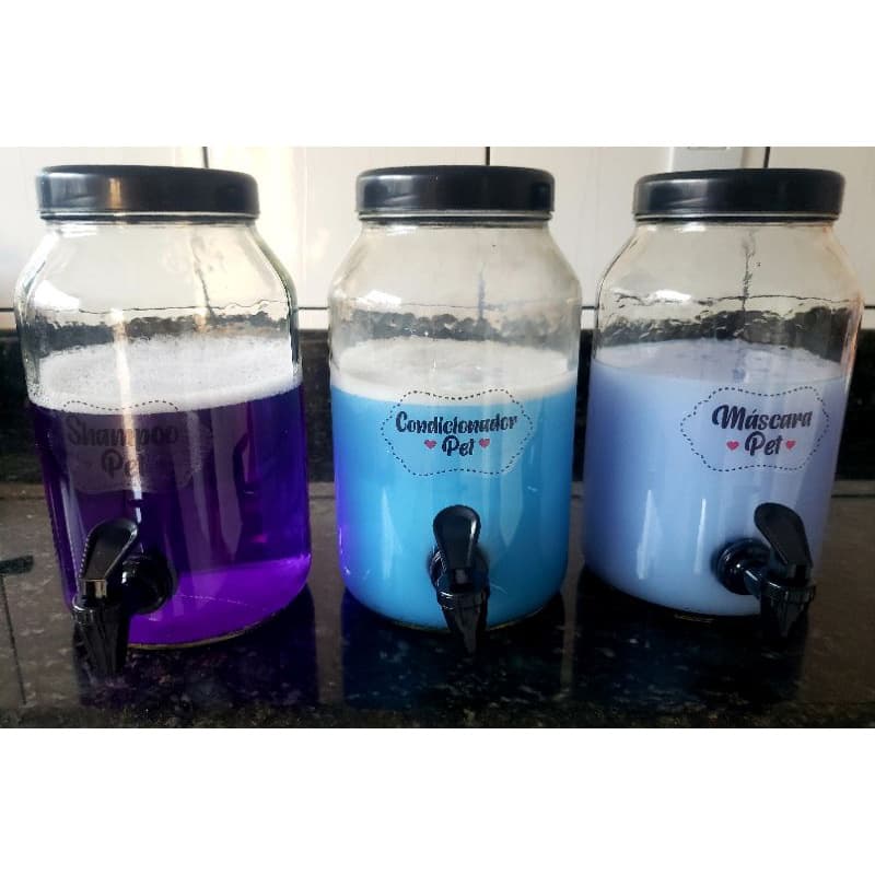 KIT DISPENSER PET CONTENDO SHAMPOO, CONDICIONADOR E MASCARA PET