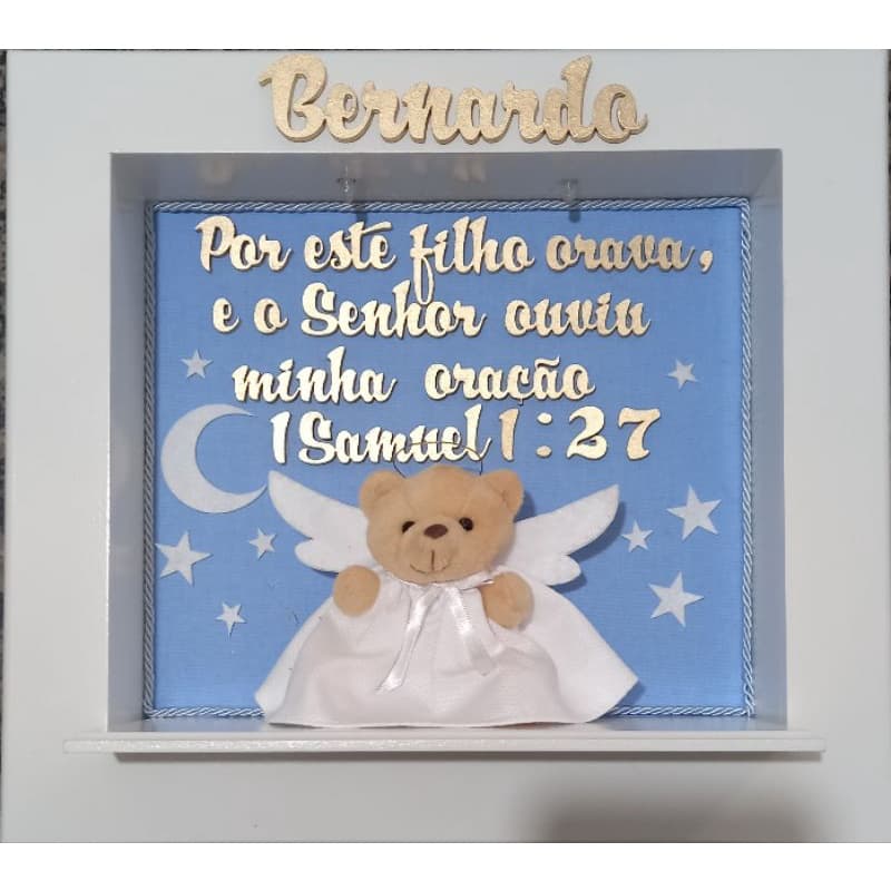 enfeite de porta maternidade urso  anjo com versículo biblia