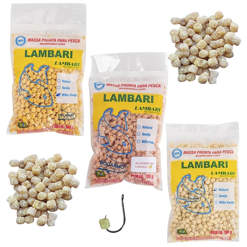 Kit Isca Massa Pronta para Pesca Tilapia Lambari Piau Macarrazinho Cozido de Pesca Pesqueiro