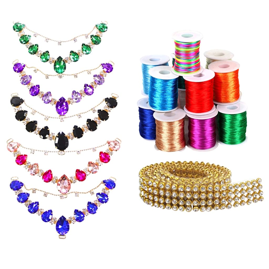 Kit 1 Cabedal Corrente Fio Seda Cetim Manta De Strass Chinelo