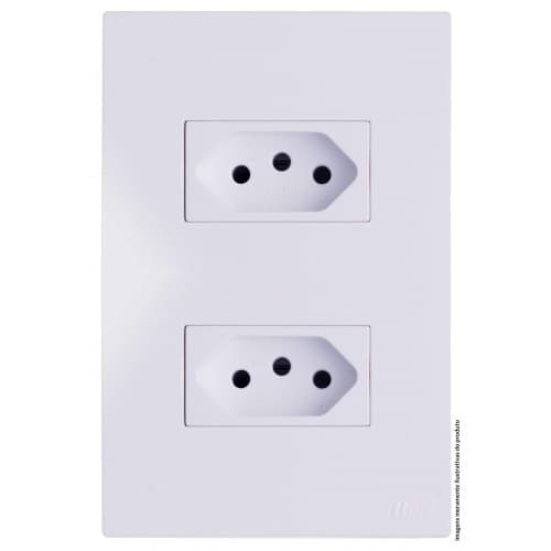 Conjunto TOMADA DUPLA 10A  CONJUNTO 4X2 - RECTA BRANCO GLOSS