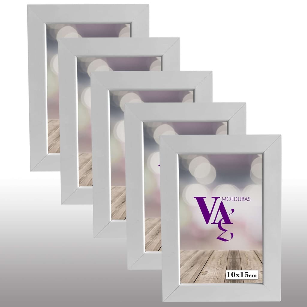 Kit Porta Retrato 10x15 C/ Vidro Branco 5 Unidades