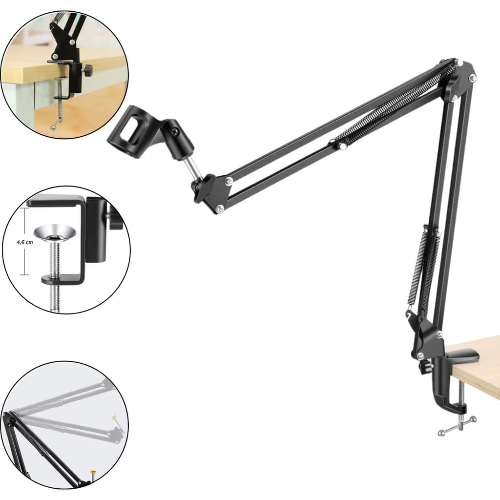 Pedestal De Mesa Suporte Braço Articulado Para Microfones