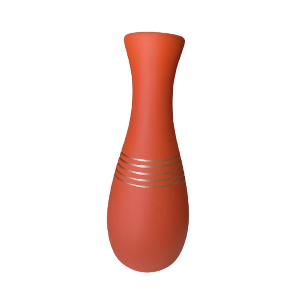 Vaso Laranja Listras Douradas M