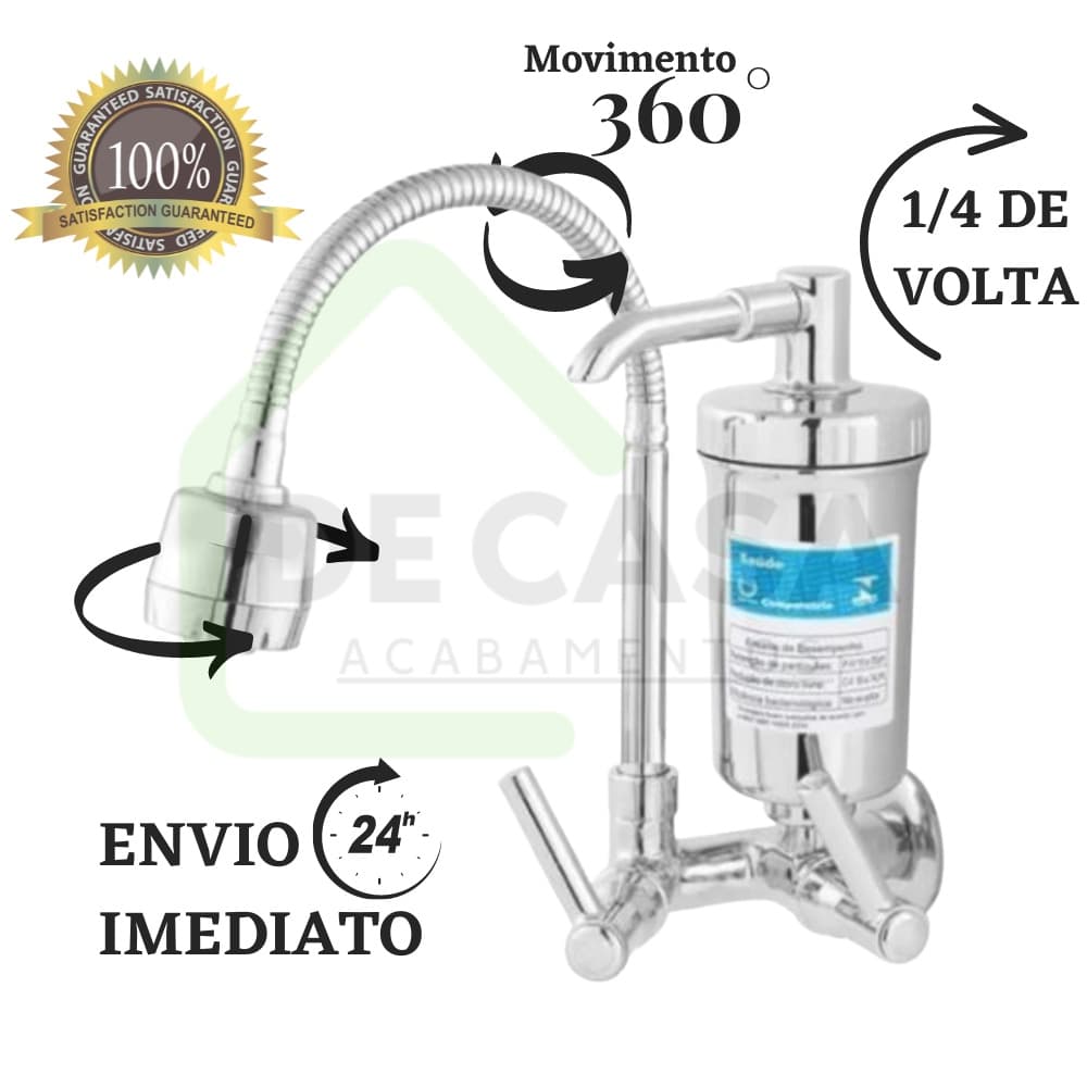 Torneira Gourmet de Parede Para Cozinha Com Filtro ABS Embutido 1/4 de Volta 2174 c65 Torneira de Parede com Filtro