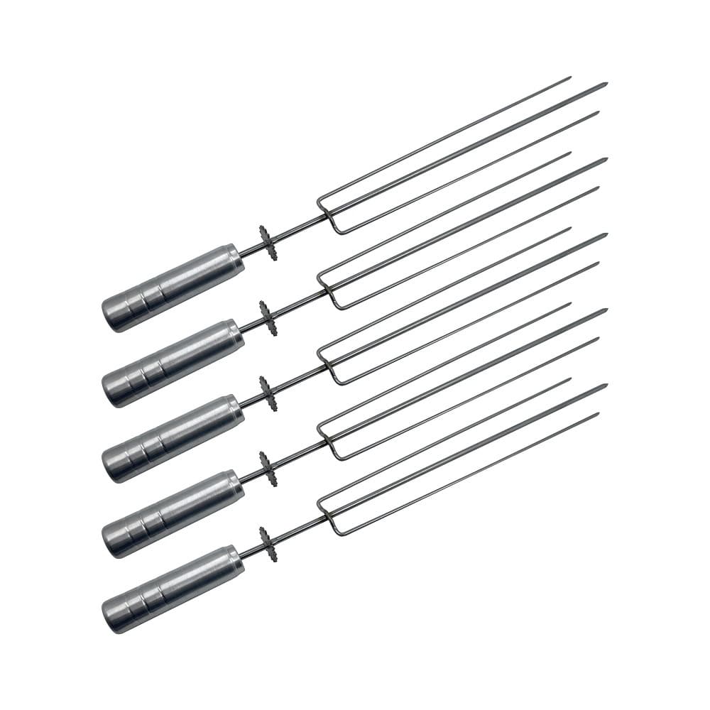 Kit 5 Espetos Tridente Inox Para Churrasco Grill