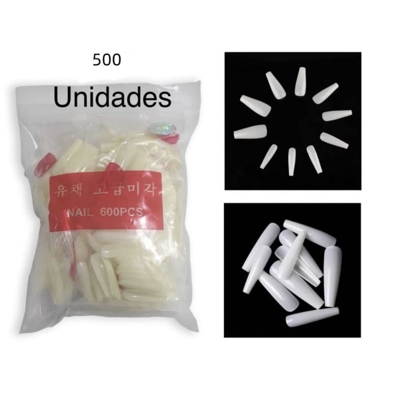 500 Unhas Bailarina Alongamento Manicure Postiças Tips Refil