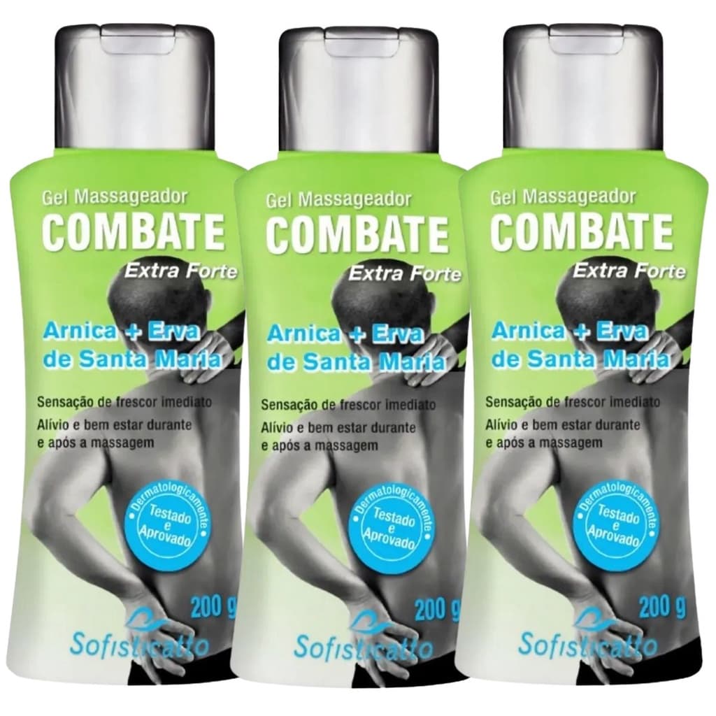 Kit 3 Gel Combate Erva De Santa Maria Relaxante Muscular