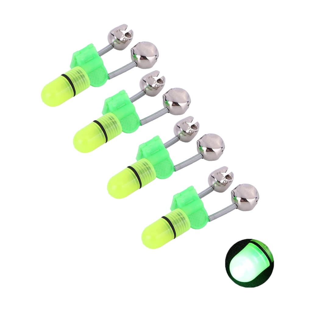 Kit 4 Sino Duplo Alarme Pesca Noturna Chocalho Led Alerta Fisgar Guizo Boia Guiso