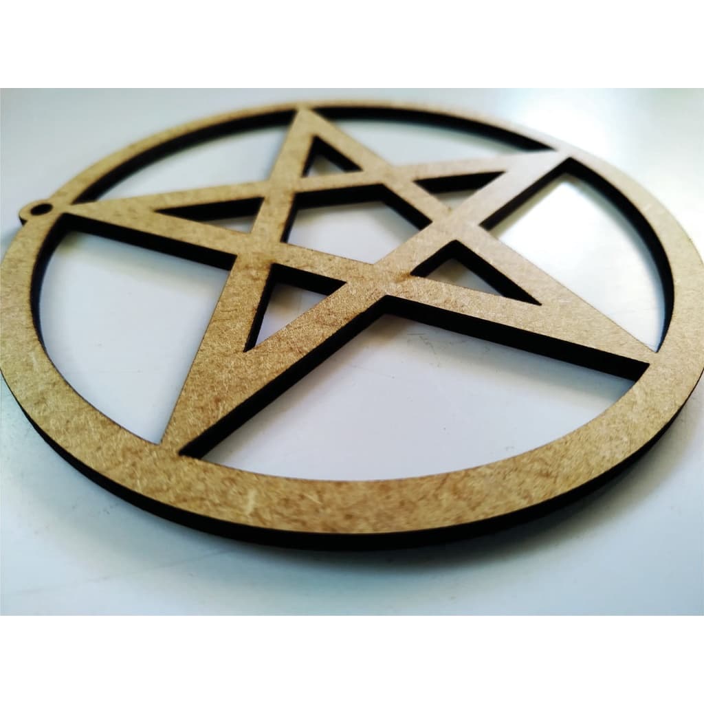 Pentagrama Com Furo Aplique Corte a Laser MDF Cru 10x10cm Pacote 10 peças