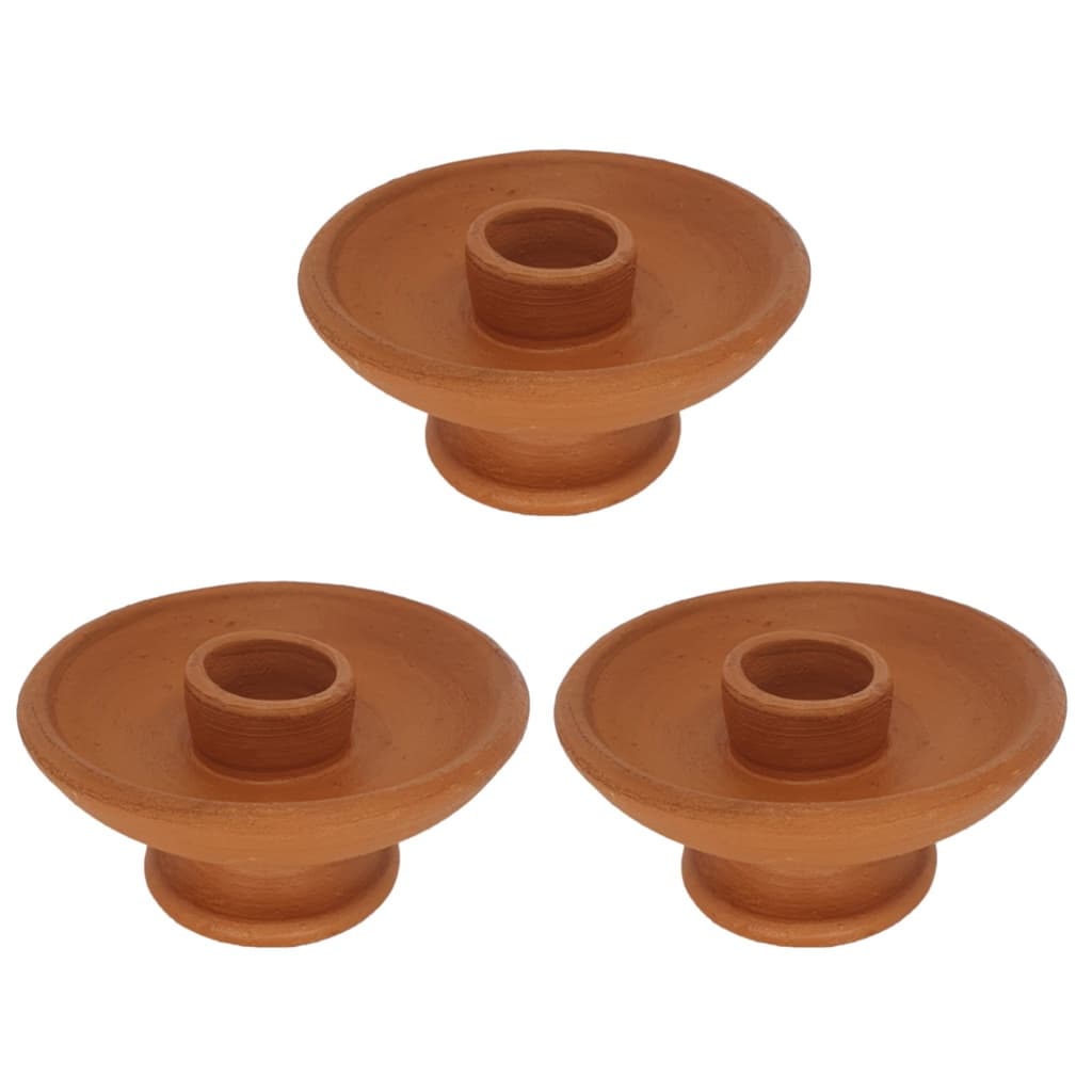 Kit Com 3 Porta Velas De Barro Castiçal Candelabro Decoração