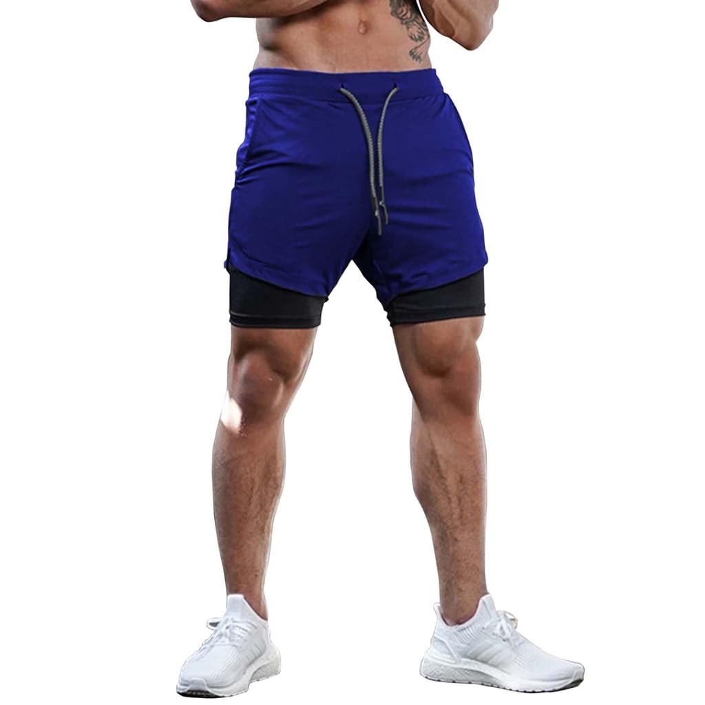 Short Fitness 2 em 1 Lycra interna Dry Azul Marinho