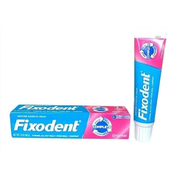 1 Adesivo Dentadura Fixodent 68g Fixador Importado 100% Original Cola Protese Dentaria Sem Gosto Contra Restos Alimentos