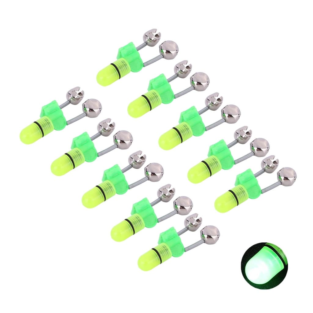 Kit 10 Sinos Duplos para Pesca com LED Alarme de Fisgada Pesca Noturna Guizo para Vara