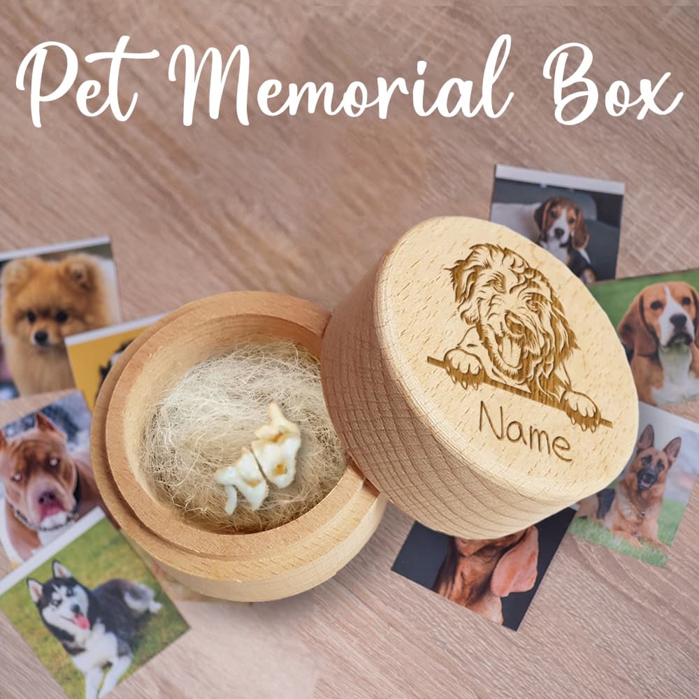 Nome Do Cão Personalizado Caixa De Guarda-Roupa Personalizada De Madeira Gravação De Dente E Estojo De Cabelo Presente Memorial De Urna
