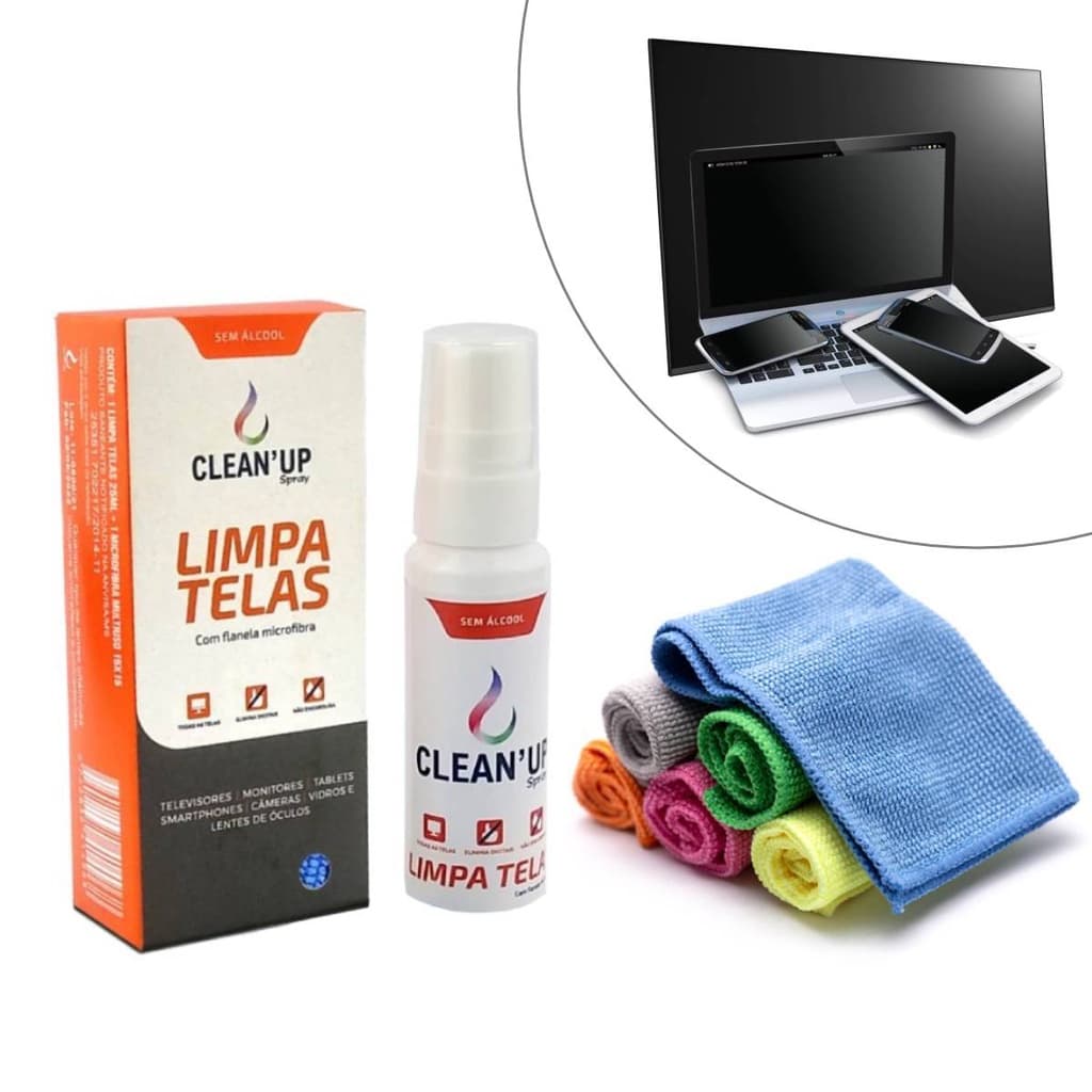 Kit Limpa Tela Smart Tv Led Notebook Tablet Celular Monitor Camera Pelicula Gps