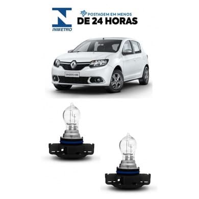 Par Lampada Farol de Milha Sandero 2015 2016 2017 H16 12V