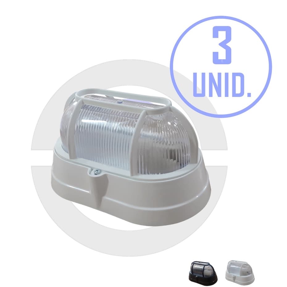 Kit 3 Arandelas Luminaria Tartaruga Iluminacao Jardim Garagem Interna Externa E27 p/ Lampada LED