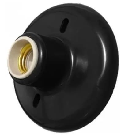 Plafon Pvc Preto Completo Bocal de Louça Porcelana E27
