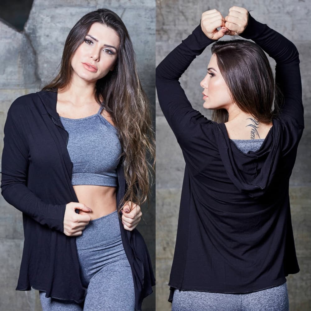 Cardigan Feminino Manga Longa Com Capuz Liso Inverno Frio Radiosa Liso Casaco Cardigãn