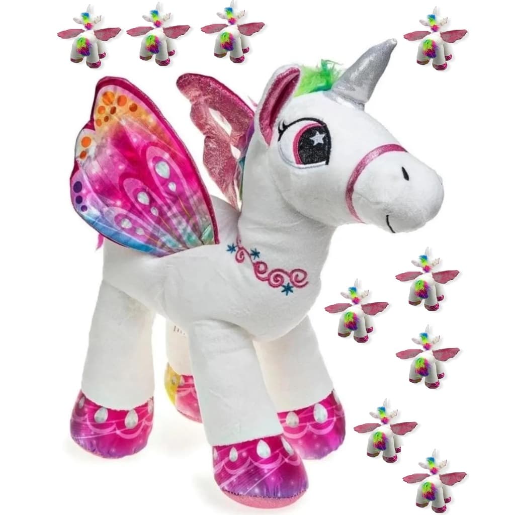 Unicórnio De Pelúcia Em Pé 30cm branco