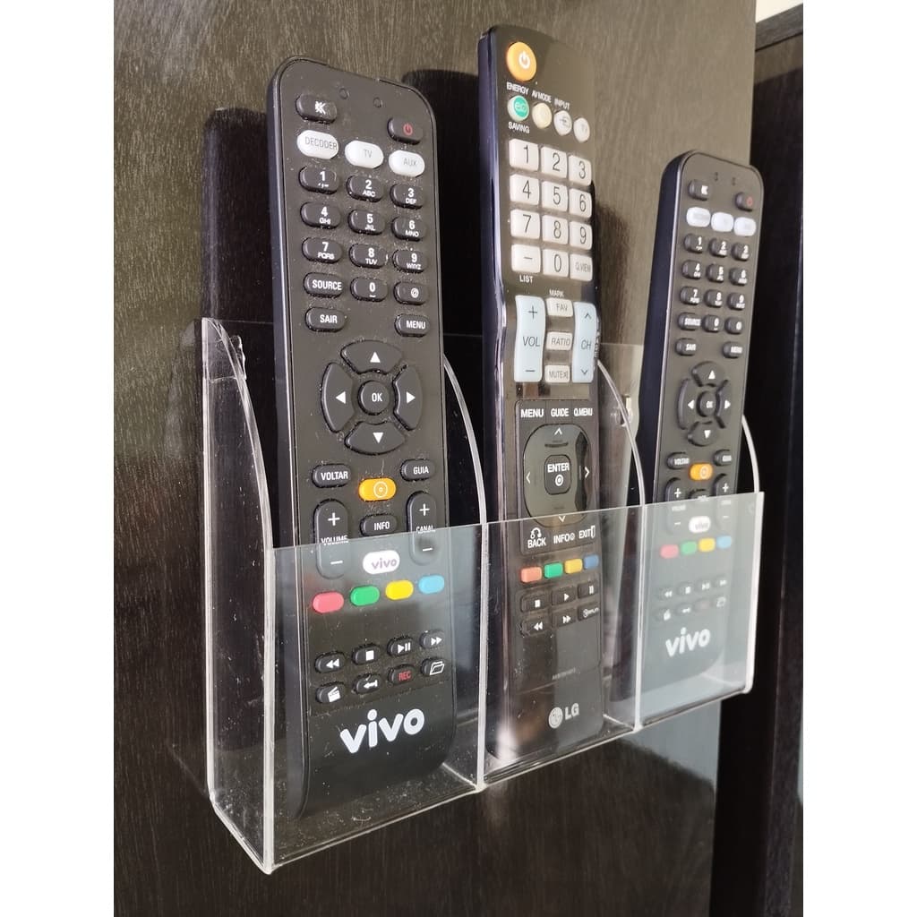 Suporte Porta Controle Remoto de Tv e Ar Condicionade De Acrílico para 3 Controles
