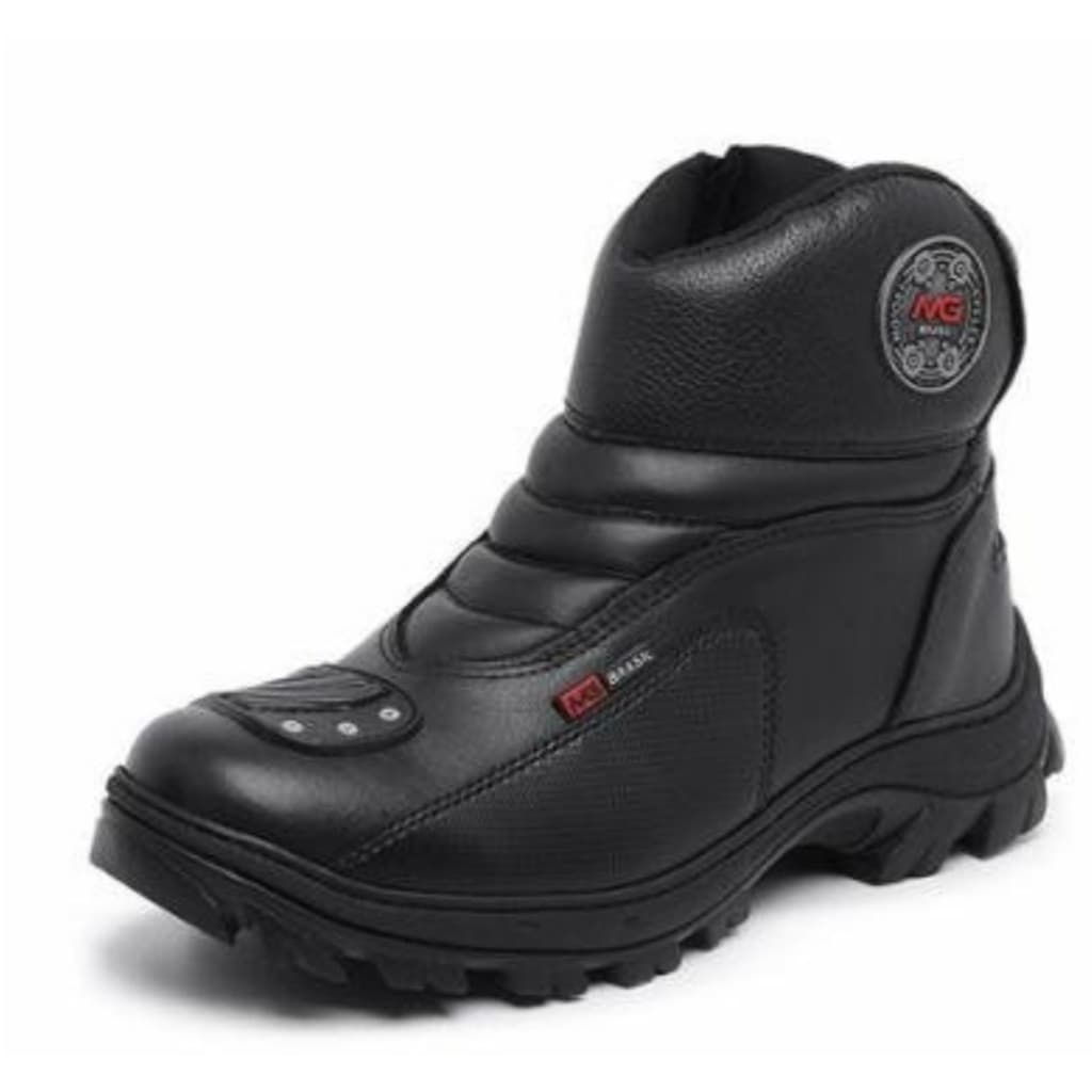 Botas Motociclista Couro Masculino semi impermeavel Palmilha Gel Sola Borracha costurada antiderrapante costurado