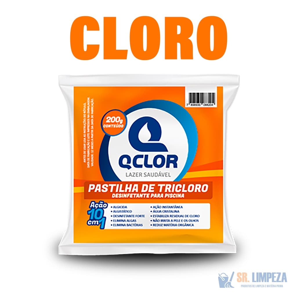 Q Clor Pastilha de Tricloro Limpeza de Piscina - 200g