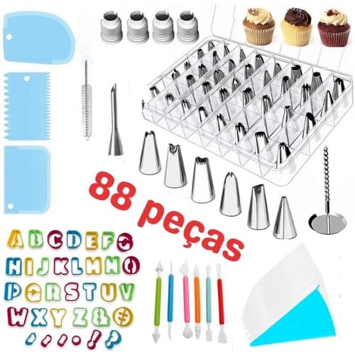 Kit Confeiteiro Completo Bicos de Confeitar 88 Peças Completo Promoção