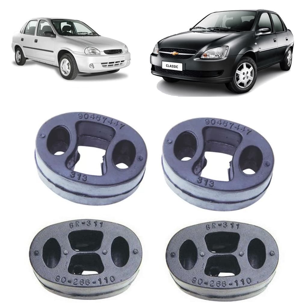 Kit 4 Coxim Suporte do Escapamento Silencioso Gm Corsa Celta Prisma Classic Agile Todo 1994 Ate 2013