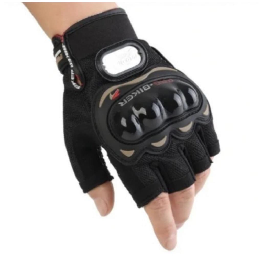 Luva de Moto Meio Dedo Motoqueiro Motocross Preta
