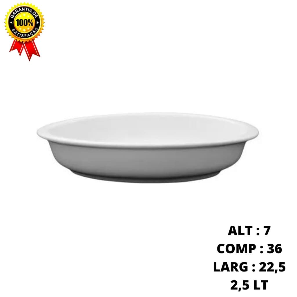 Travessa Assadeira Oval Grande Porcelana 2° Linha
