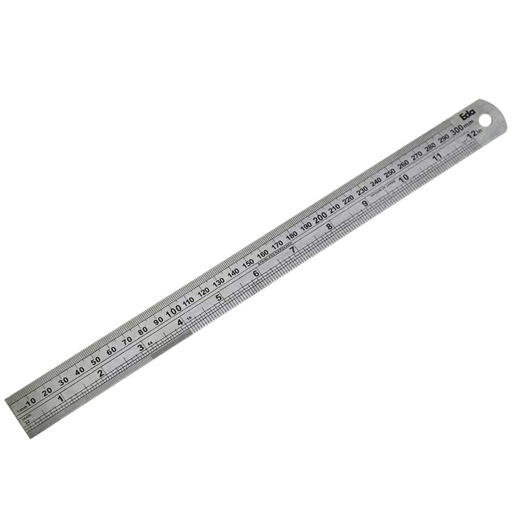 Régua Graduada 30cm Aço Inox 300mm 12 Polegadas Metal Eda