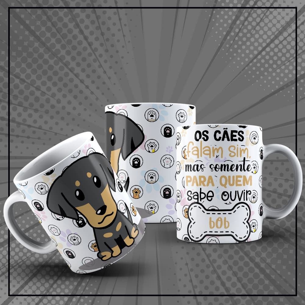 Caneca Personalizada Com Nome Dog Cachorro Fofinho