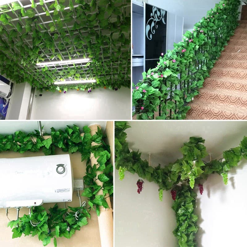 14 metros de cordão de folhas folhagem artificial decoração 7 unidades