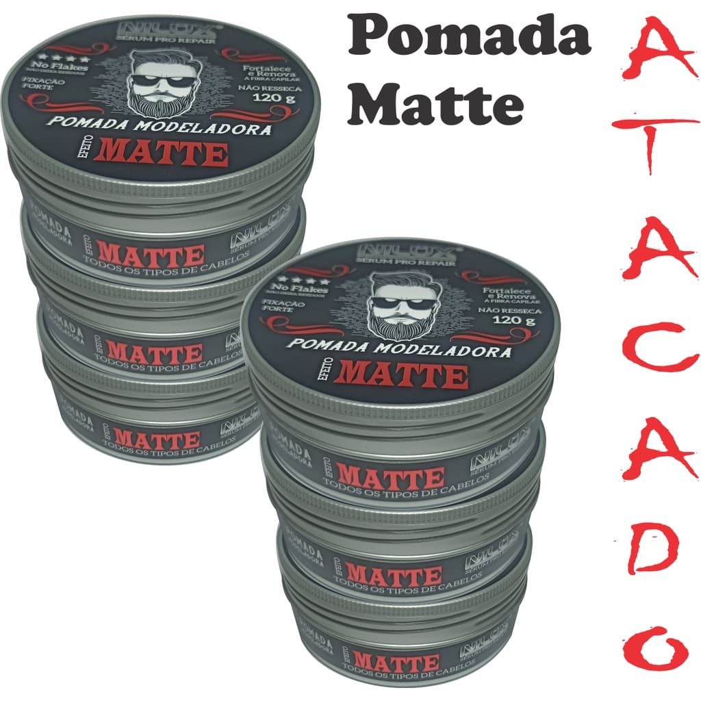 Kit 06 Pomada Modeladora  Matte Nilux 120g Cabelo Barba Bigode