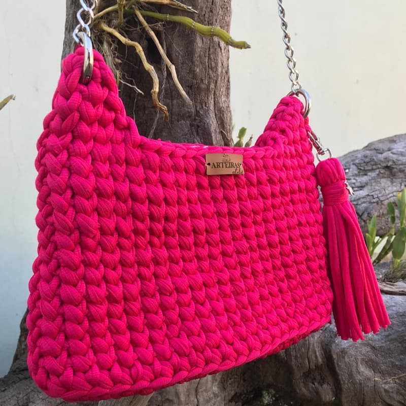 Bolsa de crochê / bolsa de ombro de crochê / bolsa baguete de crochê / bolsa baguete
