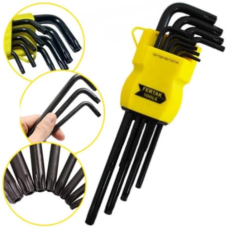 Jogo De Chaves Torque (Torx) Longa  T10 À T50 9 Peças Cromo Vanadio - Fertak