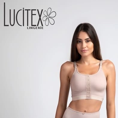 Sutiã Pós Cirúrgico Longo Lucitex Alta compressão Pós Cirurgia Sutia com Bojo Confortável